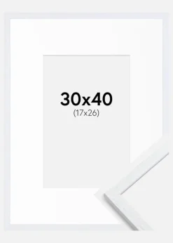 Ramme Edsbyn Warm White 30x40 cm - Passepartout Hvid 18x27 cm