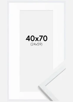 Ramme Edsbyn Warm White 40x70 cm - Passepartout Hvid 25x60 cm