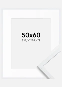 Ramme Edsbyn Warm White 50x60 cm - Passepartout Hvid 14x18 inches