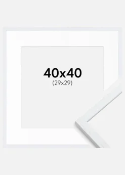 Ramme Edsbyn Warm White 40x40 cm - Passepartout Hvid 30x30 cm