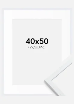 Ramme Edsbyn Warm White 40x50 cm - Passepartout Hvid 12x16 inches