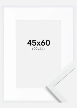 Ramme Edsbyn Warm White 45x60 cm - Passepartout Hvid 30x45 cm