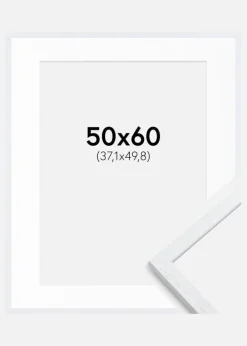 Ramme Edsbyn Warm White 50x60 cm - Passepartout Hvid 15x20 inches