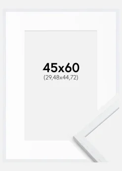 Ramme Edsbyn Warm White 45x60 cm - Passepartout Hvid 12x18 inches