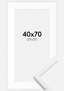 Ramme Edsbyn Warm White 40x70 cm - Passepartout Hvid 30x60 cm