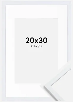 Ramme Edsbyn Warm White 20x30 cm - Passepartout Hvid 15x22 cm