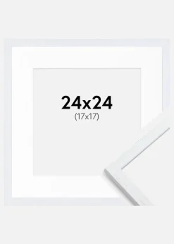 Ramme Edsbyn Warm White 24x24 cm - Passepartout Hvid 18x18 cm