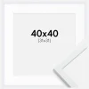 Ramme Edsbyn Warm White 40x40 cm - Passepartout Hvid 32x32 cm