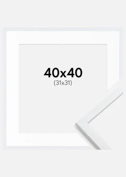 Ramme Edsbyn Warm White 40x40 cm - Passepartout Hvid 32x32 cm