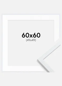 Ramme Edsbyn Warm White 60x60 cm - Passepartout Hvid 50x50 cm