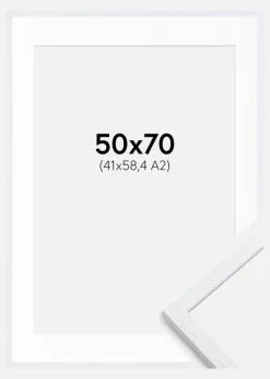 Ramme Edsbyn Warm White 50x70 cm - Passepartout Hvid 42x59,4 cm (A2)
