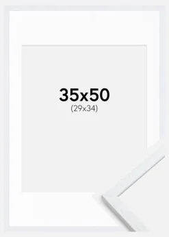 Ramme Edsbyn Warm White 35x50 cm - Passepartout Hvid 30x35 cm