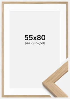 Ramme Eg træ 55x80 cm - Passepartout Hvid 18x27 inches