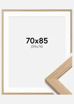 Ramme Eg træ 70x85 cm - Passepartout Hvid 60x75 cm