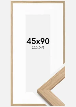 Ramme Eg træ 45x90 cm - Passepartout Hvid 23x70 cm