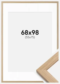 Ramme Eg træ 68x98 cm - Passepartout Hvid 56x76 cm