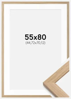 Ramme Eg træ 55x80 cm - Passepartout Hvid 18x28 inches