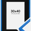 Ramme E-Line Blå 30x40 cm - Passepartout Sort 8x12 inches