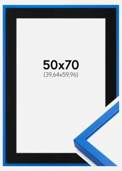 Ramme E-Line Blå 50x70 cm - Passepartout Sort 16x24 inches