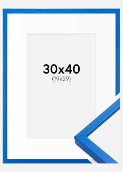 Ramme E-Line Blå 30x40 cm - Passepartout Hvid 20x30 cm