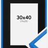 Ramme E-Line Blå 30x40 cm - Passepartout Sort 20x30 cm