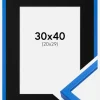 Ramme E-Line Blå 30x40 cm - Passepartout Sort 21x30 cm