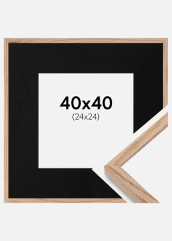 Ramme E-Line Eg 40x40 cm - Passepartout Sort 25x25 cm