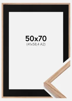 Ramme E-Line Eg 50x70 cm - Passepartout Sort 42x59,4 cm (A2)