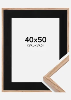 Ramme E-Line Eg 40x50 cm - Passepartout Sort 12x16 inches