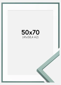 Ramme E-Line Grøn 50x70 cm - Passepartout Hvid 42x59,4 cm (A2)