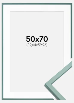 Ramme E-Line Grøn 50x70 cm - Passepartout Hvid 16x24 inches