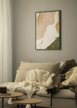 Ramme E-Line Grøn 50x70 cm - Passepartout Hvid 40x60 cm