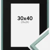 Ramme E-Line Grøn 30x40 cm - Passepartout Sort 20x30 cm