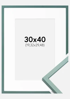Ramme E-Line Grøn 30x40 cm - Passepartout Hvid 8x12 inches