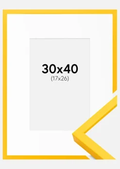 Ramme E-Line Gul 30x40 cm - Passepartout Hvid 18x27 cm