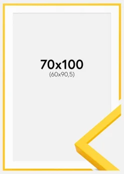 Ramme E-Line Gul 70x100 cm - Passepartout Hvid 61x91,5 cm