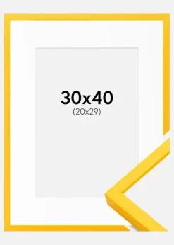Ramme E-Line Gul 30x40 cm - Passepartout Hvid 21x30 cm