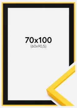 Ramme E-Line Gul 70x100 cm - Passepartout Sort 61x91,5 cm