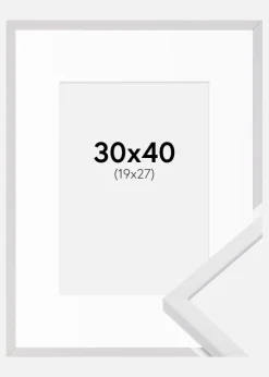 Ramme E-Line Hvid 30x40 cm - Passepartout Hvid 20x28 cm