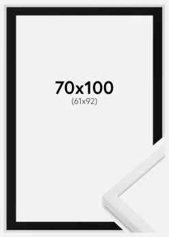 Ramme E-Line Hvid 70x100 cm - Passepartout Sort 62x93 cm
