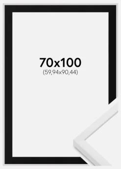Ramme E-Line Hvid 70x100 cm - Passepartout Sort 24x36 inches