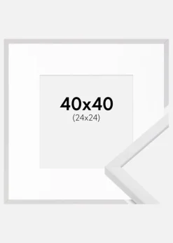 Ramme E-Line Hvid 40x40 cm - Passepartout Hvid 25x25 cm