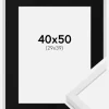 Ramme E-Line Hvid 40x50 cm - Passepartout Sort 30x40 cm