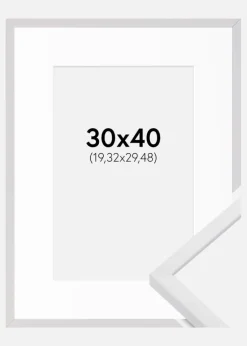 Ramme E-Line Hvid 30x40 cm - Passepartout Hvid 8x12 inches