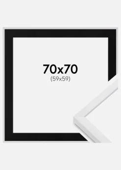 Ramme E-Line Hvid 70x70 cm - Passepartout Sort 60x60 cm