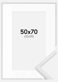 Ramme E-Line Hvid 50x70 cm - Passepartout Hvid 33x56 cm