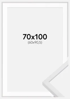 Ramme E-Line Hvid 70x100 cm - Passepartout Hvid 61x91,5 cm