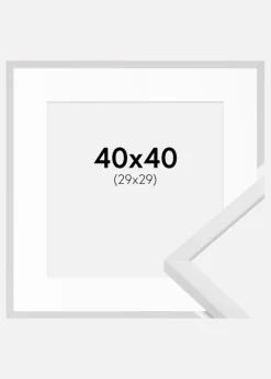 Ramme E-Line Hvid 40x40 cm - Passepartout Hvid 30x30 cm