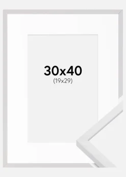 Ramme E-Line Hvid 30x40 cm - Passepartout Hvid 20x30 cm