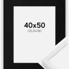 Ramme E-Line Hvid 40x50 cm - Passepartout Sort 27,5x37 cm